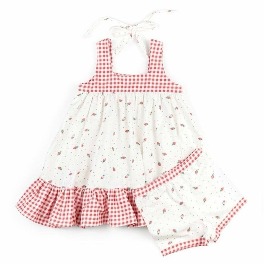 NEW Well Dressed Wolf Strawberry Aunt Heart Tunic & Shorts (9-10y)